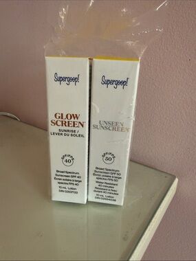 Supergoop! Glow Screen & Unseen Sunscreen Duo - White with Gold Accents